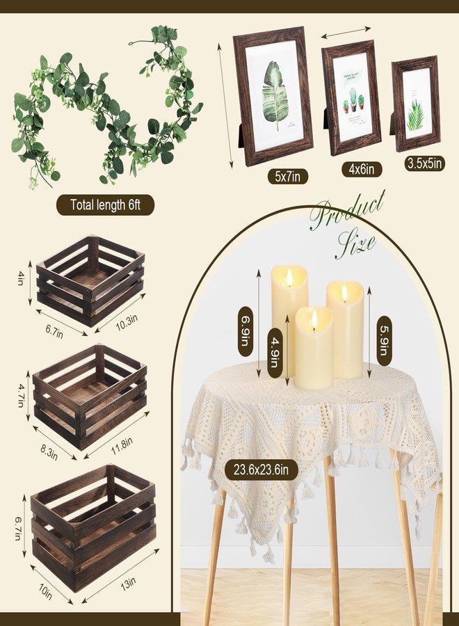 Yuntau 11 Pcs Rustic Nesting Wedding Decoration Sets, Christmas Rustic Farmhouse Decor Wood Crates for Display Decorative Box Storage Baskets Vintage Decor with Candles for Xmas Party Event(Brown) - Image 2